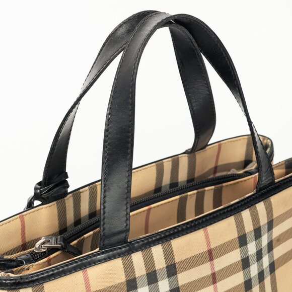 Burberry House-Check Canvas Leather-Trim Tote - Picture 6 of 12